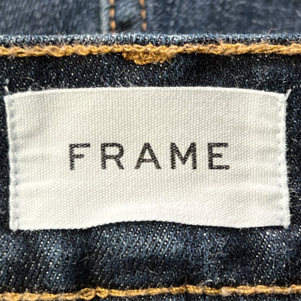Frame Jeans Le Garcon Crop Womens 33 Blue Stretch Distressed Covant Dark Wash - Picture 3 of 10